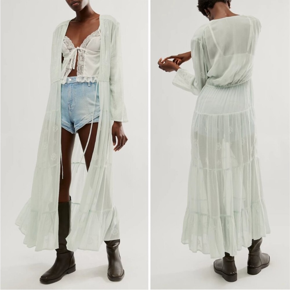 NWT Free People x NFC La Cienega Embroidered Kimono Robe One Size